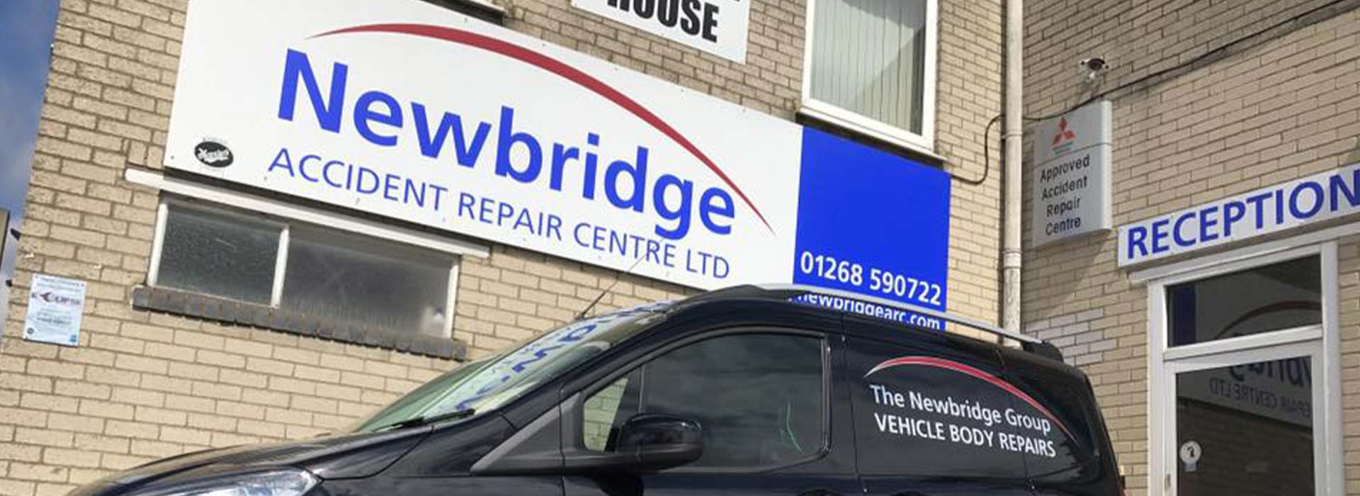 Newbridge Accident Repair Centre workshop with its signage