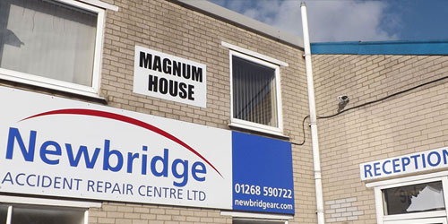 Newbridge Accident Repair Centre signage on the workshop building